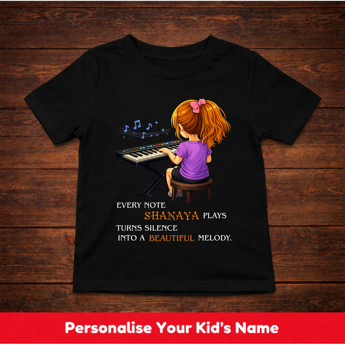 CUSTOMIZED-BEAUTIFUL MELODY(KEYBOARD)-GIRL KIDS T-SHIRT
