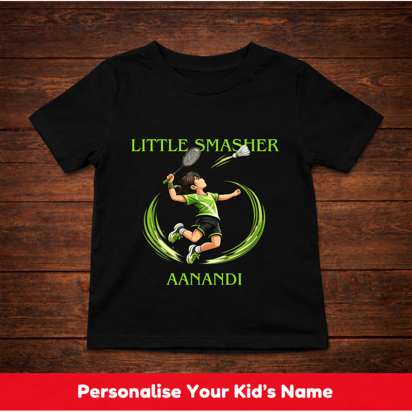 CUSTOMIZED-LITTLE SMASHER (BADMINTON)-GIRL KIDS T-SHIRT