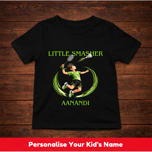 CUSTOMIZED-LITTLE SMASHER (BADMINTON)-GIRL KIDS T-SHIRT