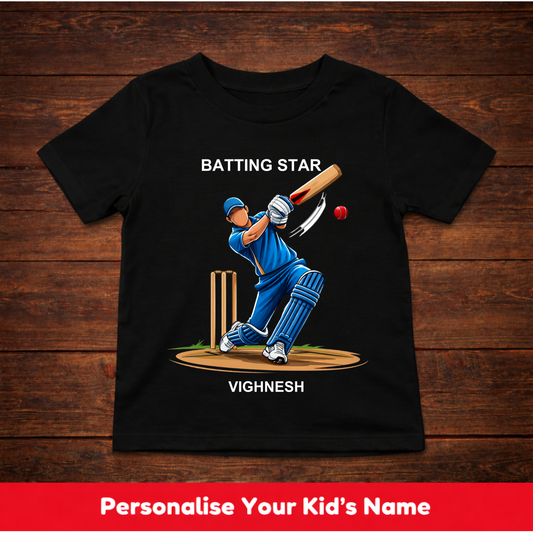 CUSTOMIZED-BATTING STAR(CRICKET)-KIDS T-SHIRT
