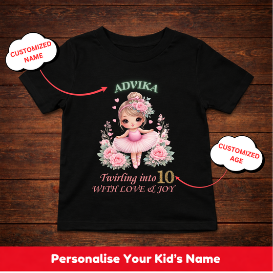 CUSTOMIZATION KIDS (GIRL) T-SHIRT-TWIRLING INTO LOVE & JOY
