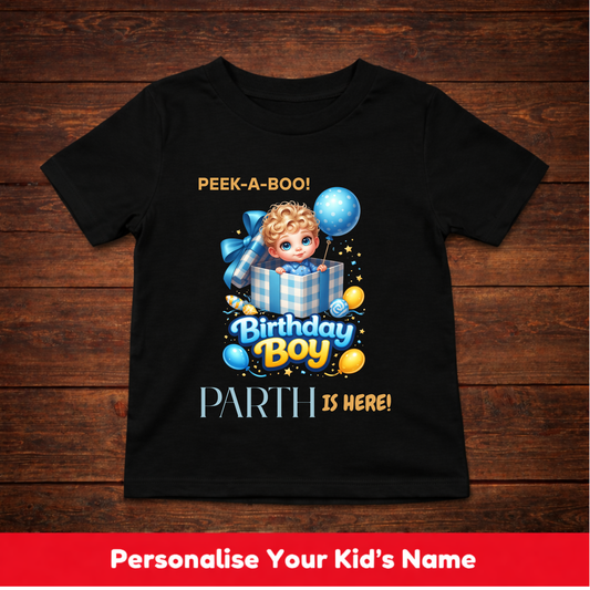 CUSTOMIZATION BOY'S T-SHIRT-PEEK-A-BOO WITH BIRTHDAY BOY
