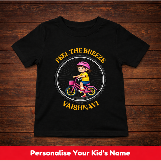 CUSTOMIZED-FEEL THE BREEZE(CYCLING)-GIRL KIDS T-SHIRT