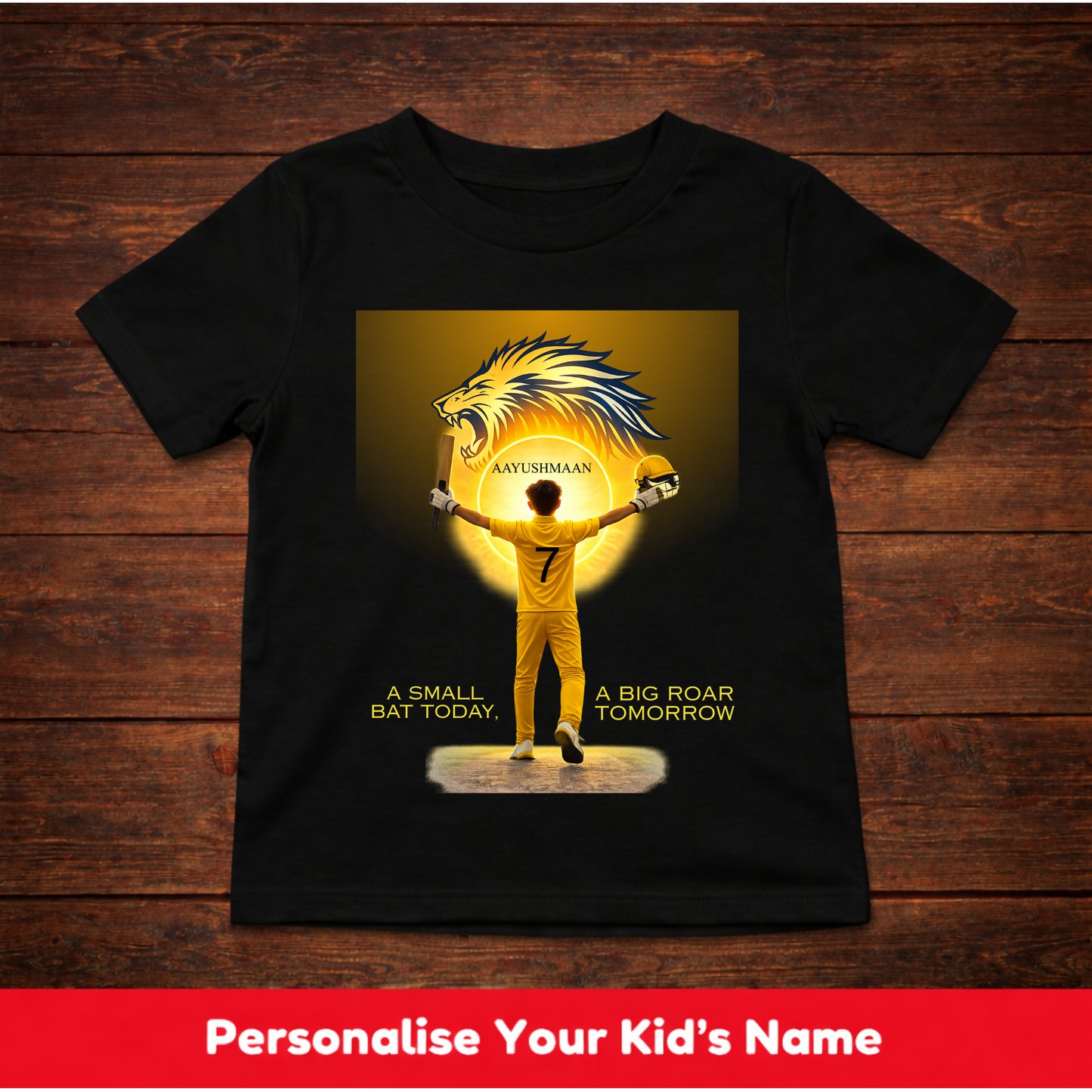 CUSTOMIZED-SMALL BAT, BIG ROAR(CRICKET)-KIDS T-SHIRT