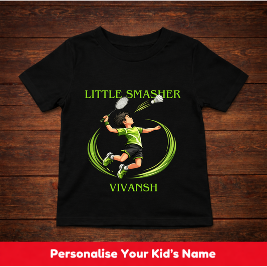 CUSTOMIZED-LITTLE SMASHER (BADMINTON)-BOY KIDS T-SHIRT