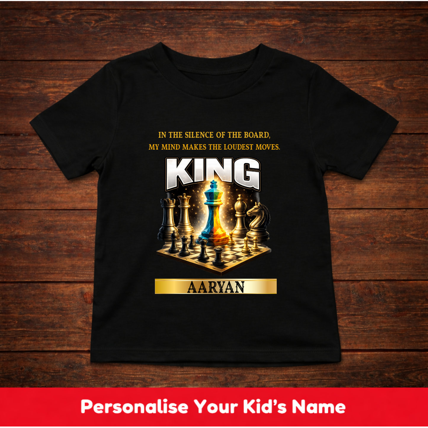 CUSTOMIZED-MIND MAKES THE LOUDEST MOVES(CHESS)-KIDS UNISEX T-SHIRT