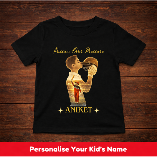 CUSTOMIZED-PASSION OVER PRESSURE(CRICKET)-KIDS T-SHIRT