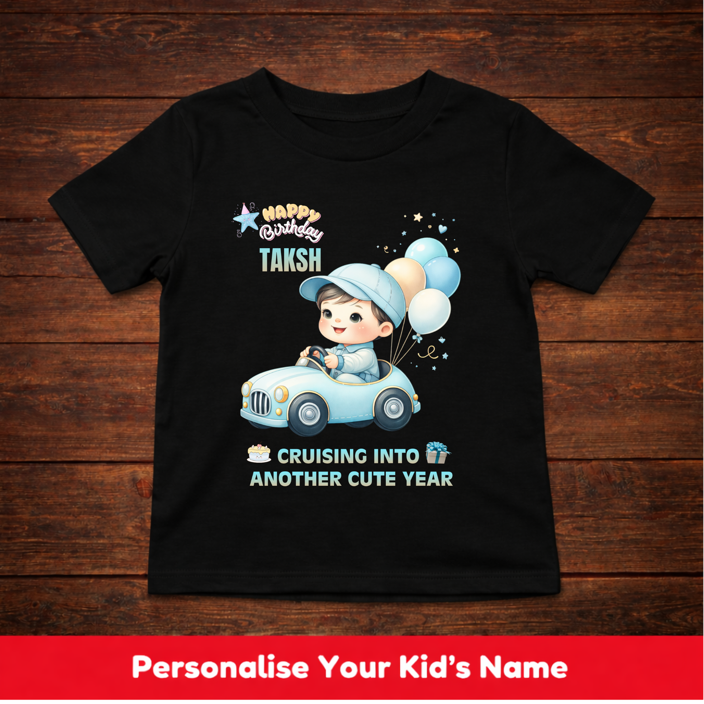 CUSTOMIZATION BOY'S T-SHIRT-CRUISING INTO ANOTHER CUTE YEAR