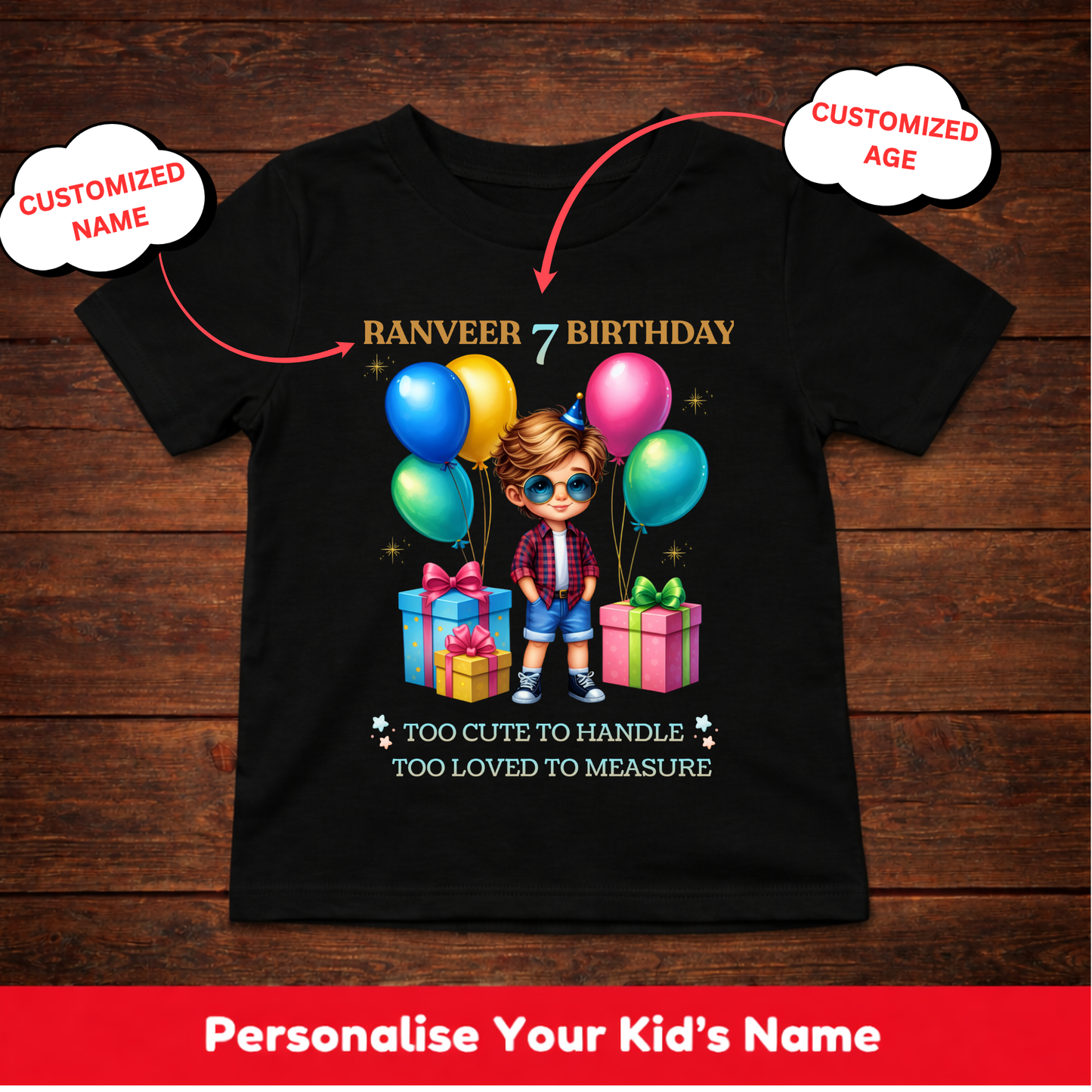 CUSTOMIZATION BOY'S T-SHIRT-TOO CUTE TO HANDLE