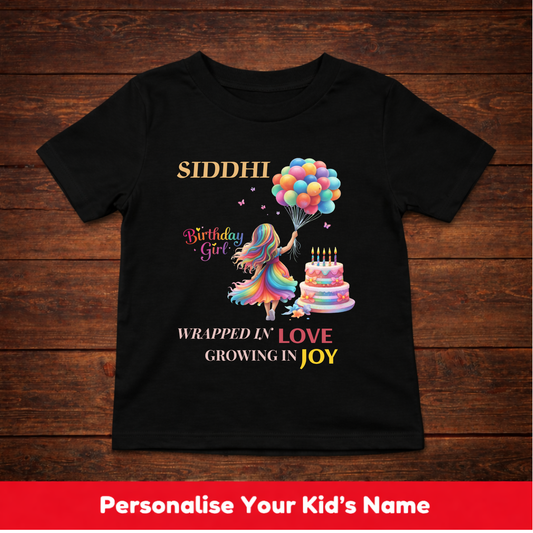 CUSTOMIZATION KIDS (GIRL) T-SHIRT-WRAPPED IN LOVE,GROWING IN JOY