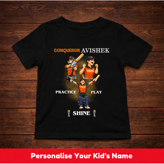 CUSTOMIZED-PRACTICE PLAY SHINE(CRICKET)-KIDS T-SHIRT