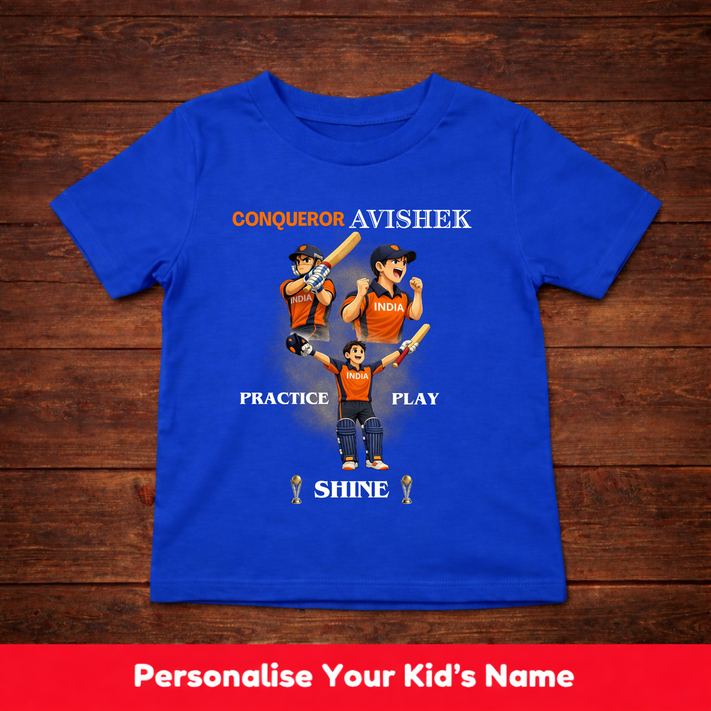 CUSTOMIZED-PRACTICE PLAY SHINE(CRICKET)-KIDS T-SHIRT