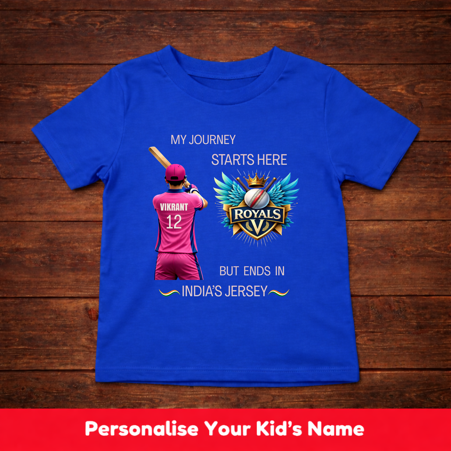 CUSTOMIZED-MY JOURNEY-INDIA'S JERSEY(CRICKET)-KIDS T-SHIRT