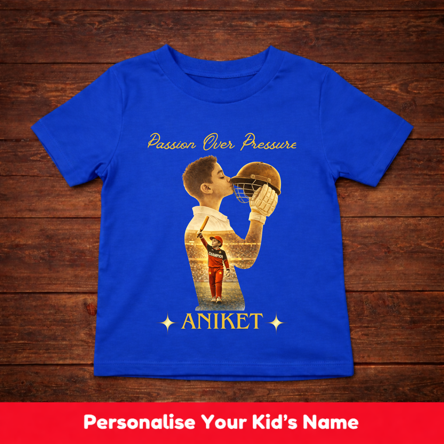 CUSTOMIZED-PASSION OVER PRESSURE(CRICKET)-KIDS T-SHIRT
