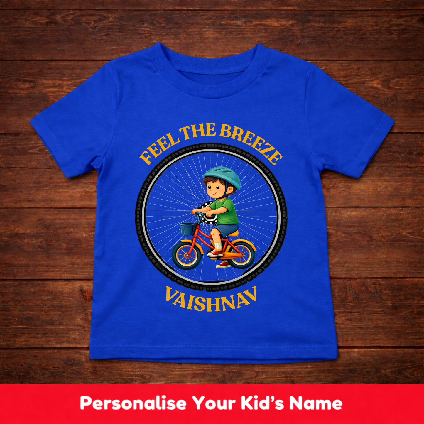 CUSTOMIZED-FEEL THE BREEZE(CYCLING)-BOY KIDS T-SHIRT