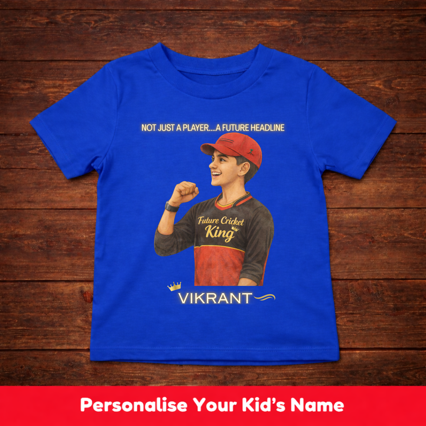 CUSTOMIZED-A FUTURE HEADLINE(CRICKET)-KIDS T-SHIRT