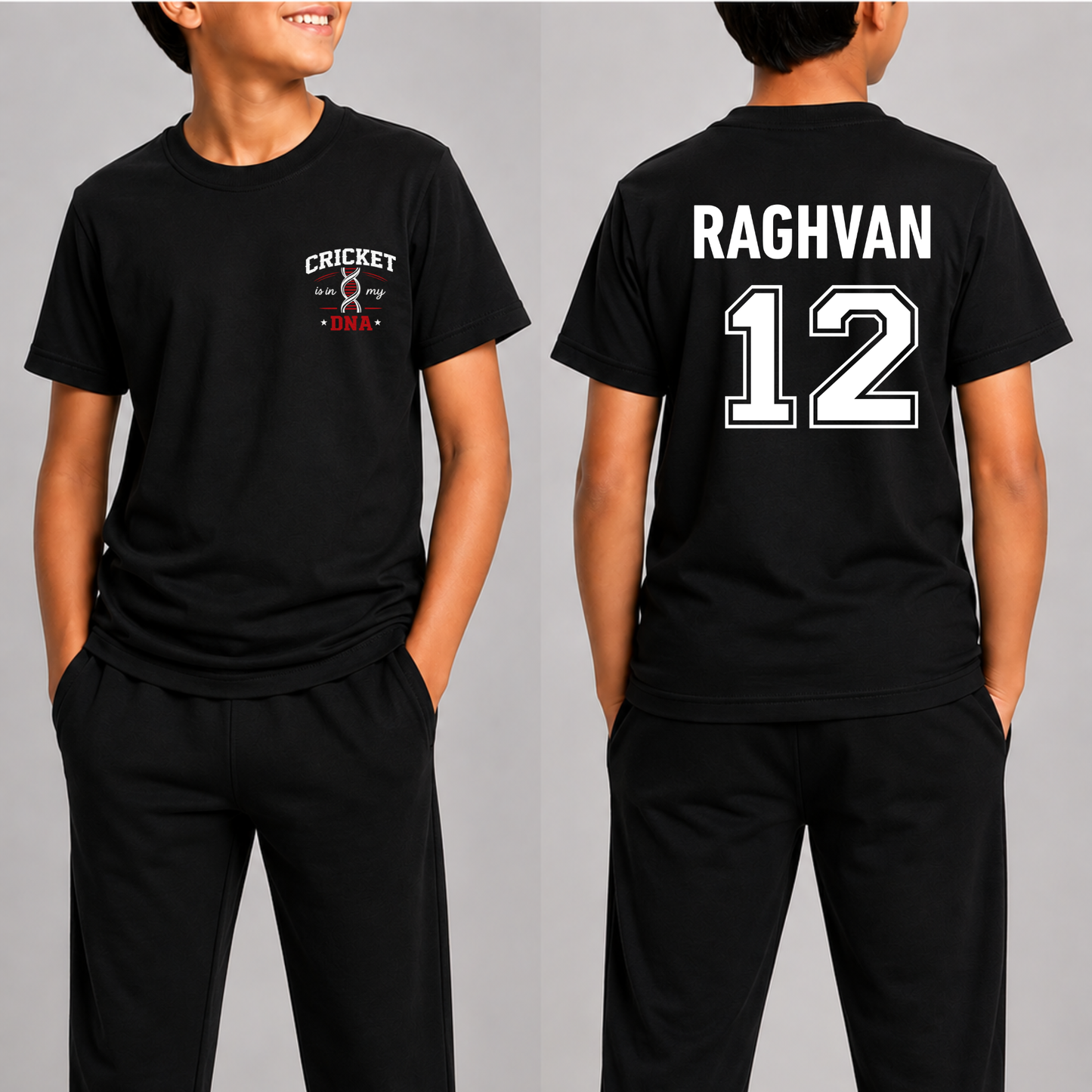 CUSTOMIZATION-CRICKET IS IN MY DNA FRONT AND BACK PRINT-CLASSIC T-SHIRT