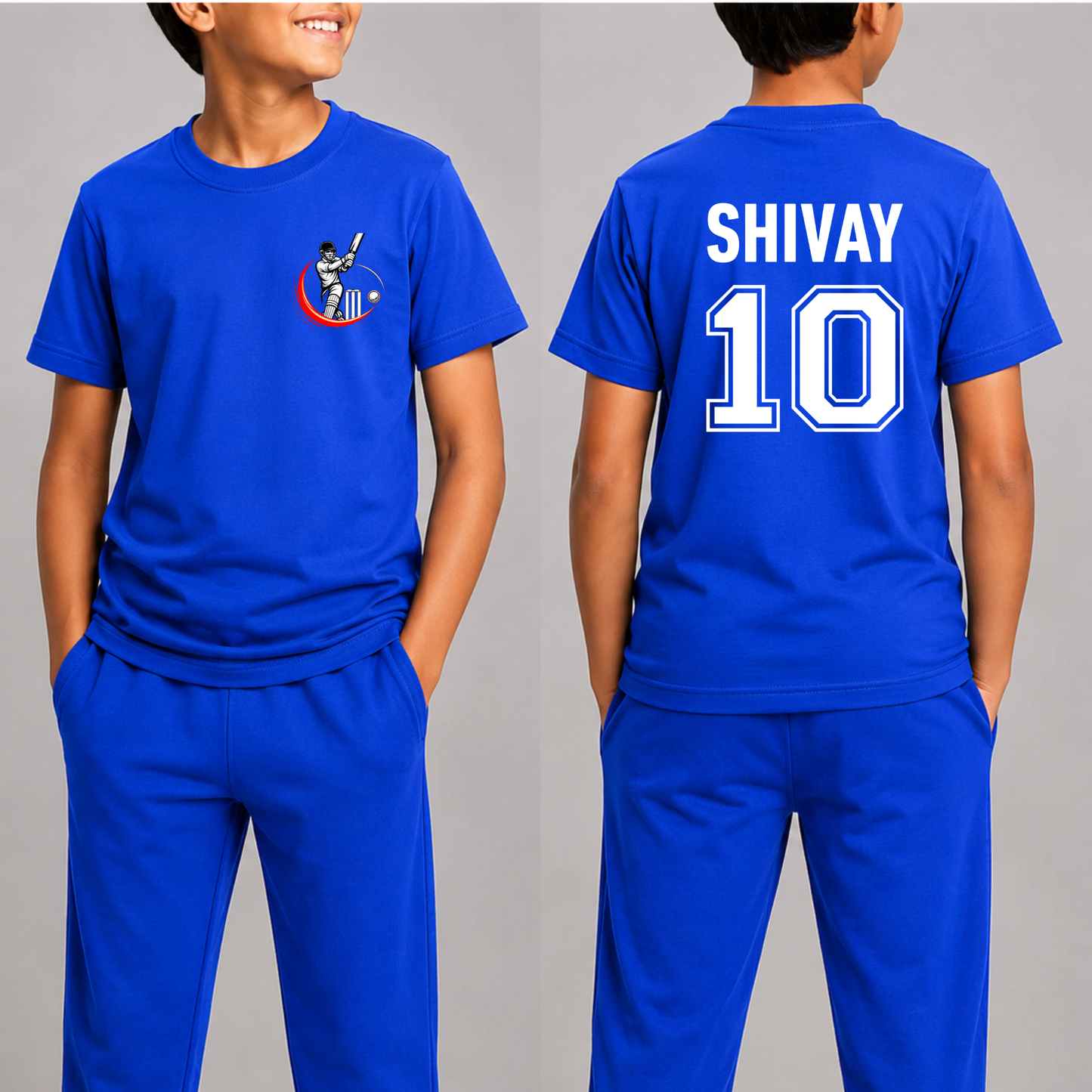 CUSTOMIZATION-CRICKET BATSMAN ICON FRONT AND BACK PRINT-CLASSIC T-SHIRT