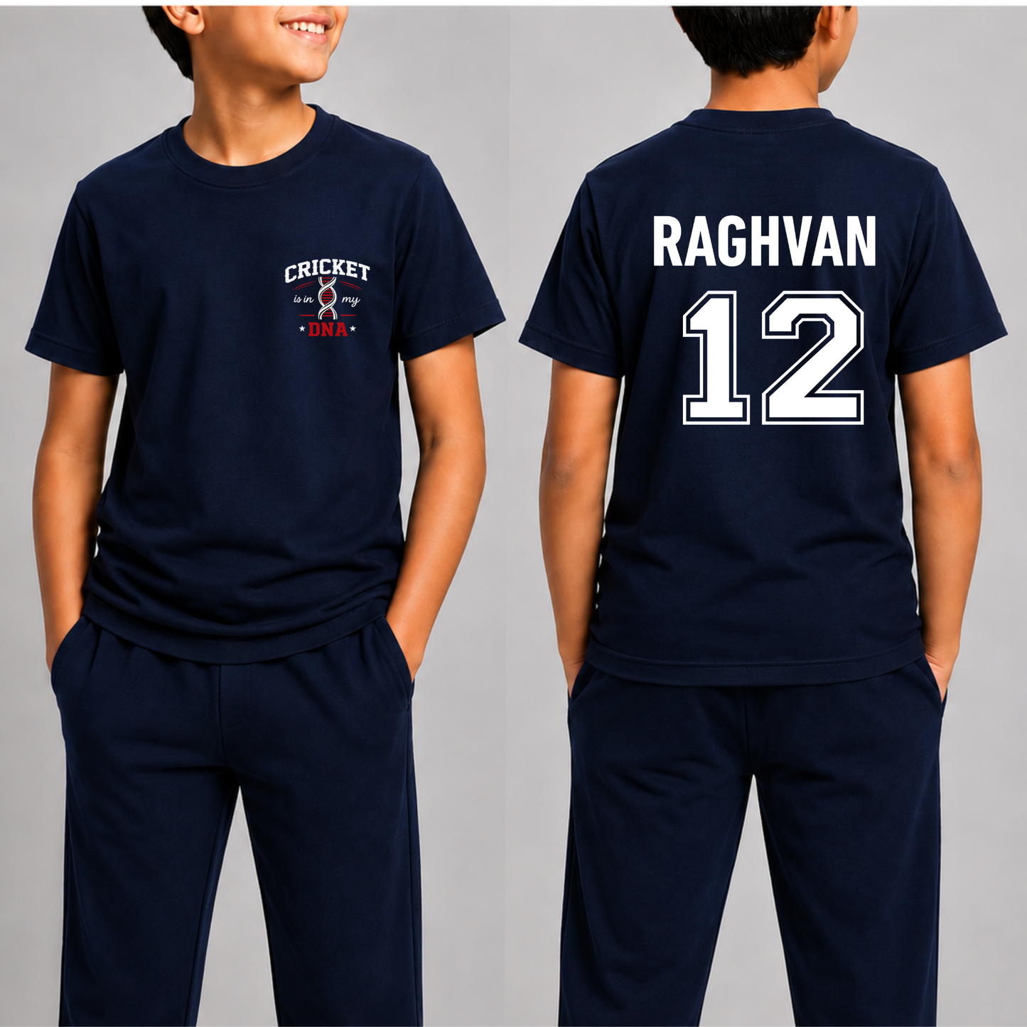 CUSTOMIZATION-CRICKET IS IN MY DNA FRONT AND BACK PRINT-CLASSIC T-SHIRT