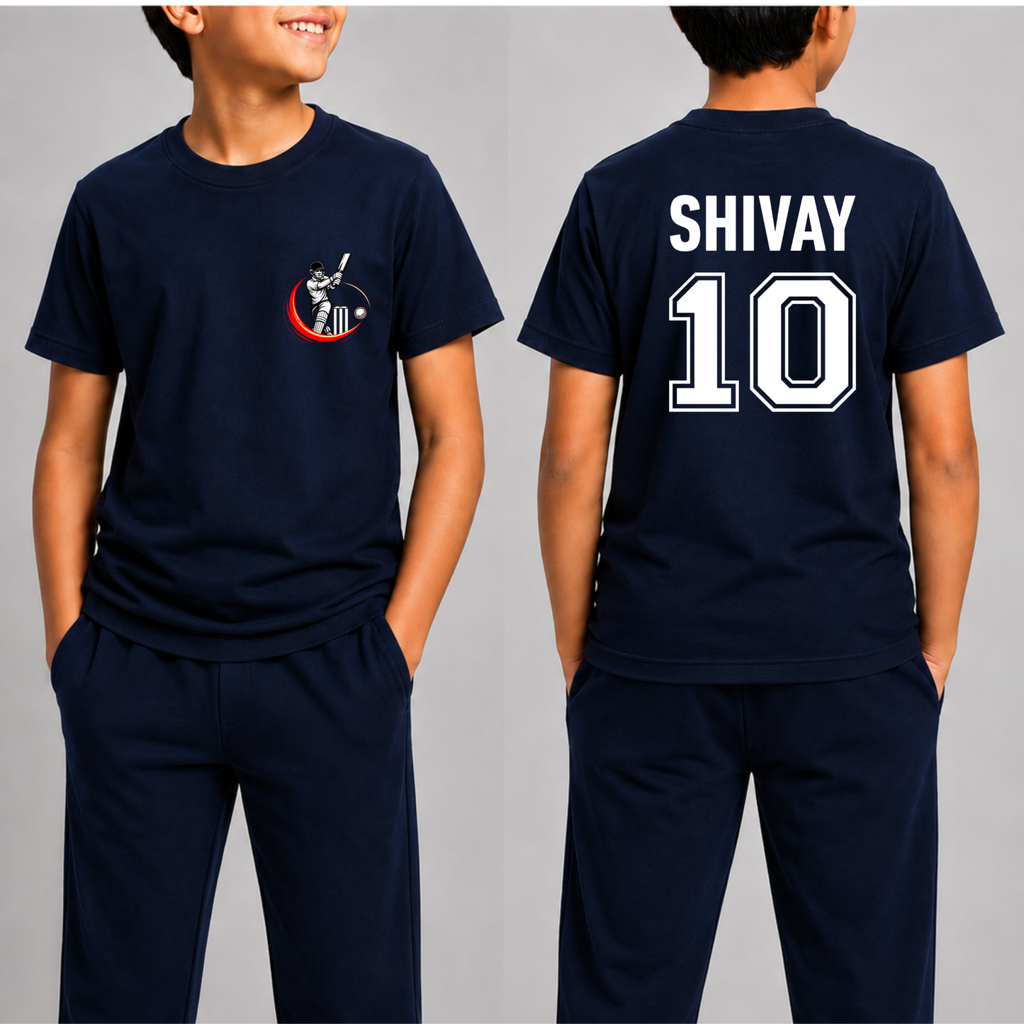 CUSTOMIZATION-CRICKET BATSMAN ICON FRONT AND BACK PRINT-CLASSIC T-SHIRT