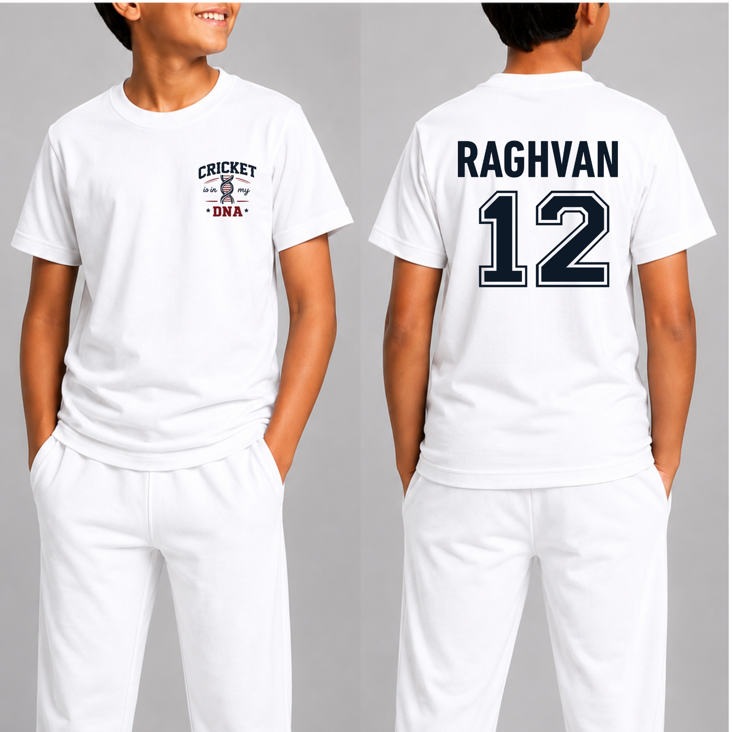 CUSTOMIZATION-CRICKET IS IN MY DNA FRONT AND BACK PRINT-CLASSIC T-SHIRT