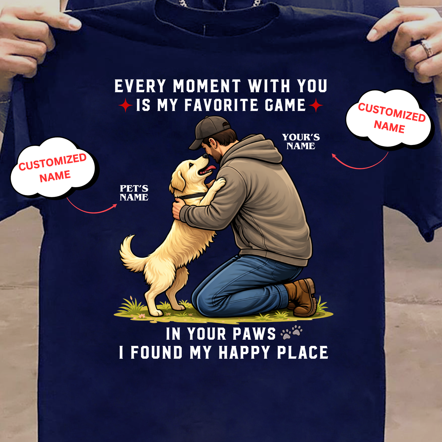 CUSTOMIZATION-I FOUND MY HAPPY PLACE(PET LOVER)-PREMIUM UNISEX CLASSIC T-SHIRT