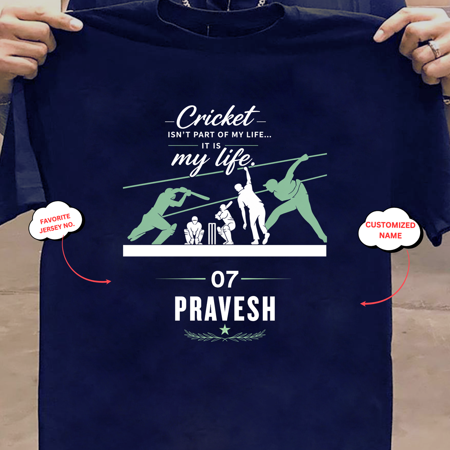 CUSTOMIZATION-CRICKET IS MY LIFE-CLASSIC T-SHIRT