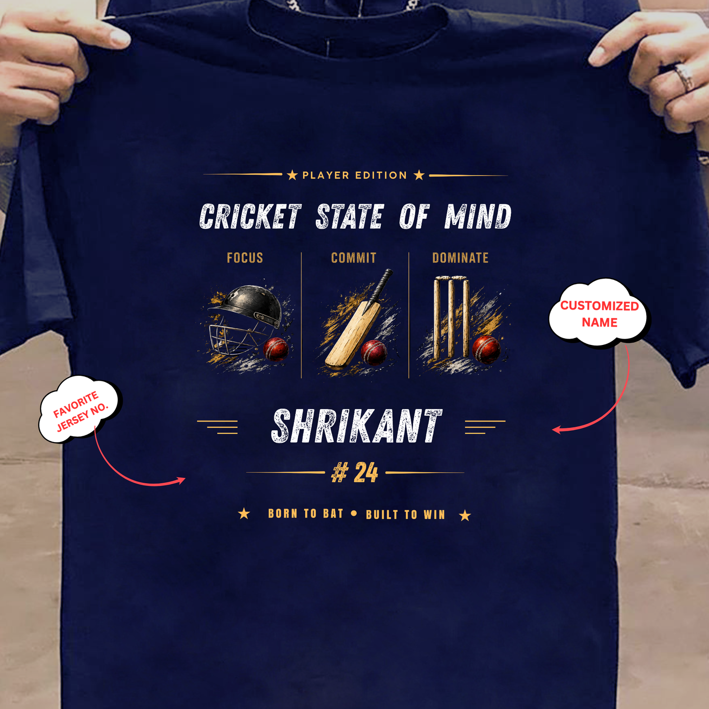 CUSTOMIZATION-CRICKET STATE OF MIND-CLASSIC T-SHIRT