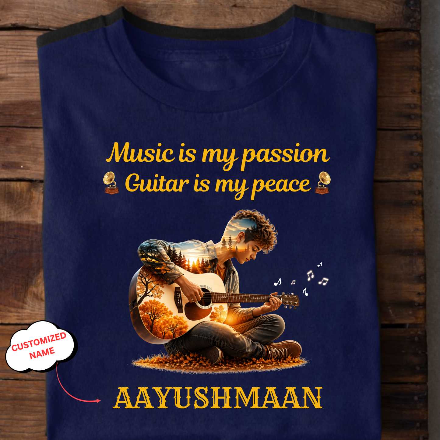 CUSTOMIZED-PASSION AND PEACE(GUITAR)-CLASSIC T-SHIRT