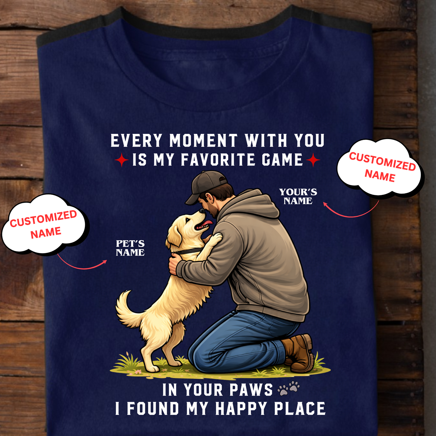 CUSTOMIZATION-I FOUND MY HAPPY PLACE(PET LOVER)-PREMIUM UNISEX CLASSIC T-SHIRT