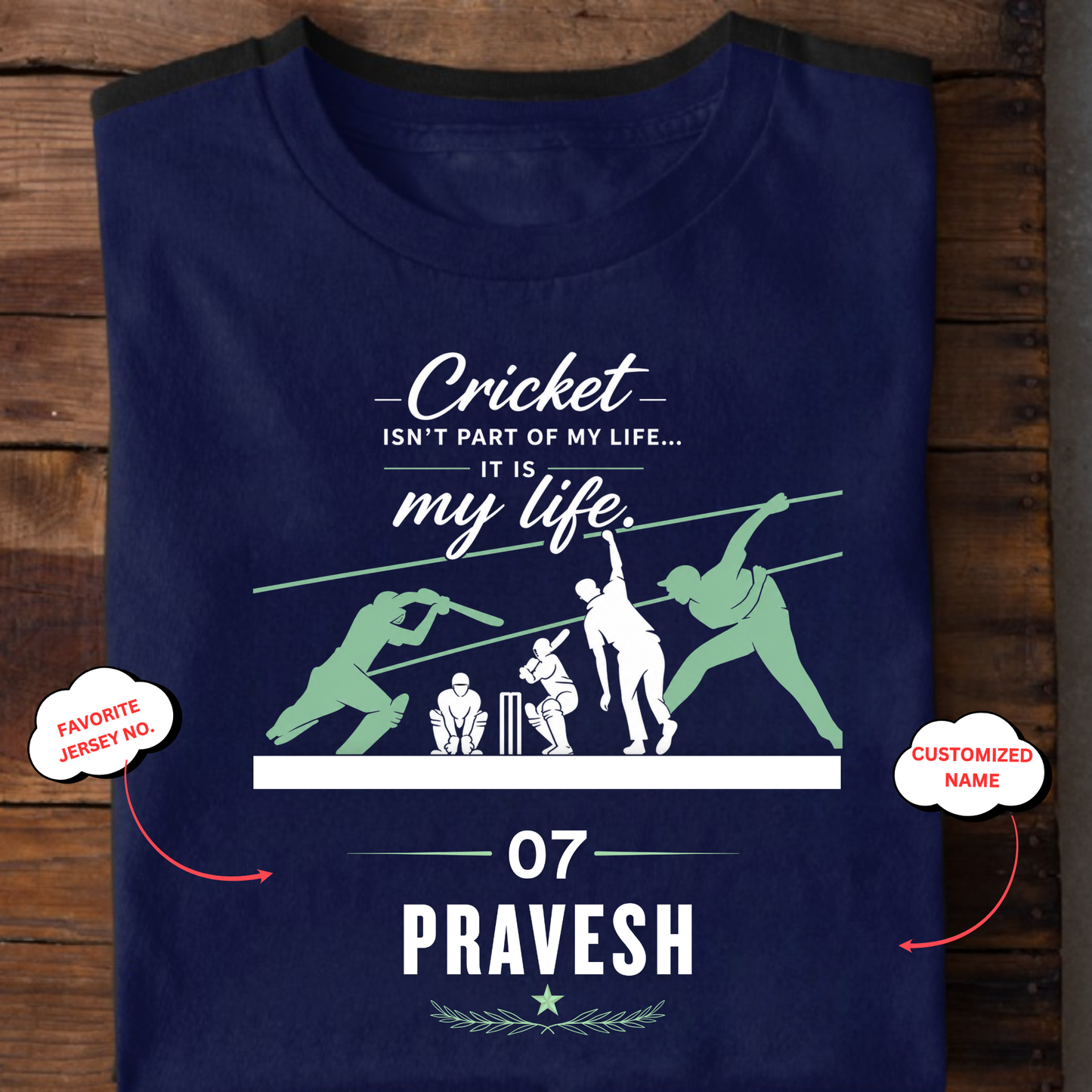 CUSTOMIZATION-CRICKET IS MY LIFE-CLASSIC T-SHIRT