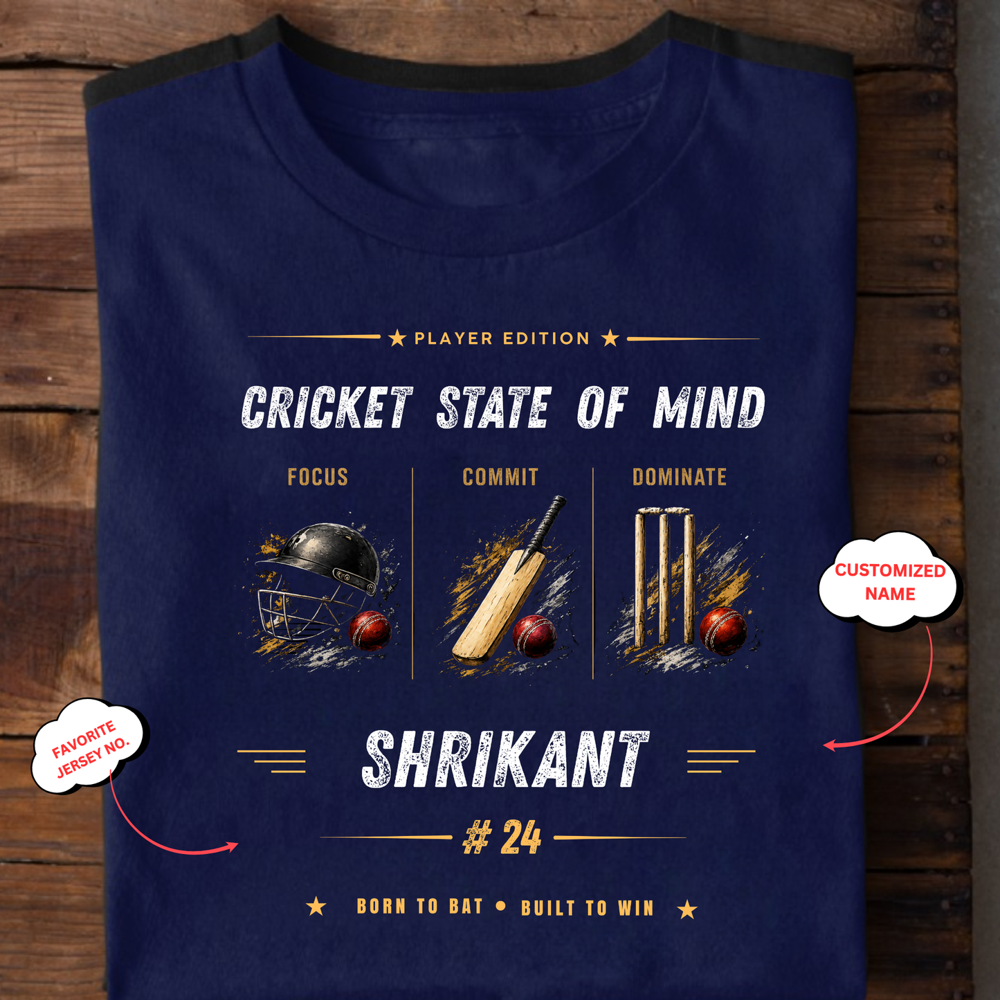CUSTOMIZATION-CRICKET STATE OF MIND-CLASSIC T-SHIRT