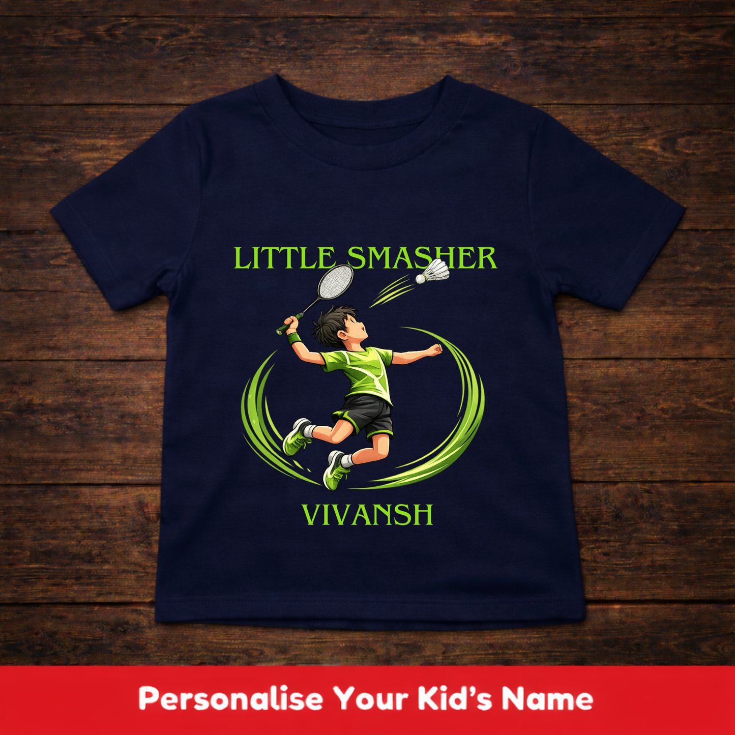 CUSTOMIZED-LITTLE SMASHER (BADMINTON)-BOY KIDS T-SHIRT