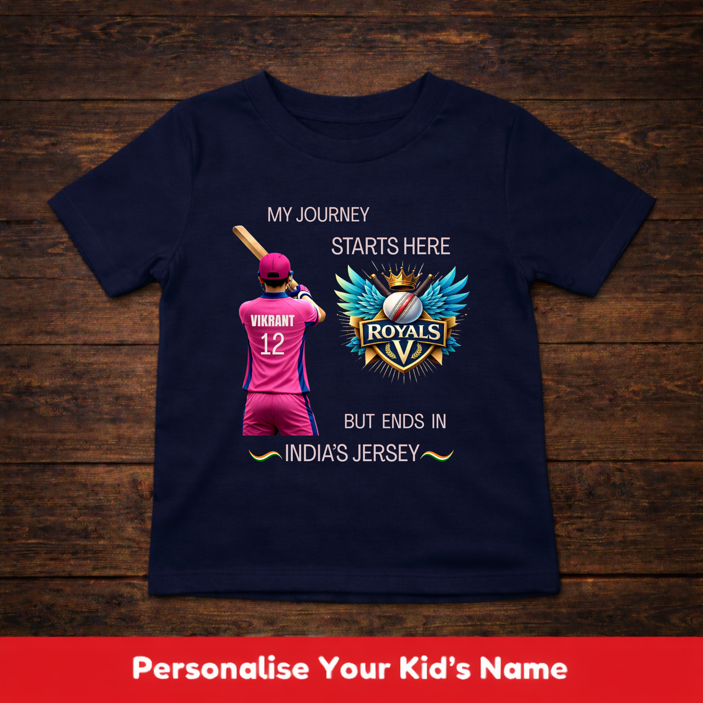 CUSTOMIZED-MY JOURNEY-INDIA'S JERSEY(CRICKET)-KIDS T-SHIRT