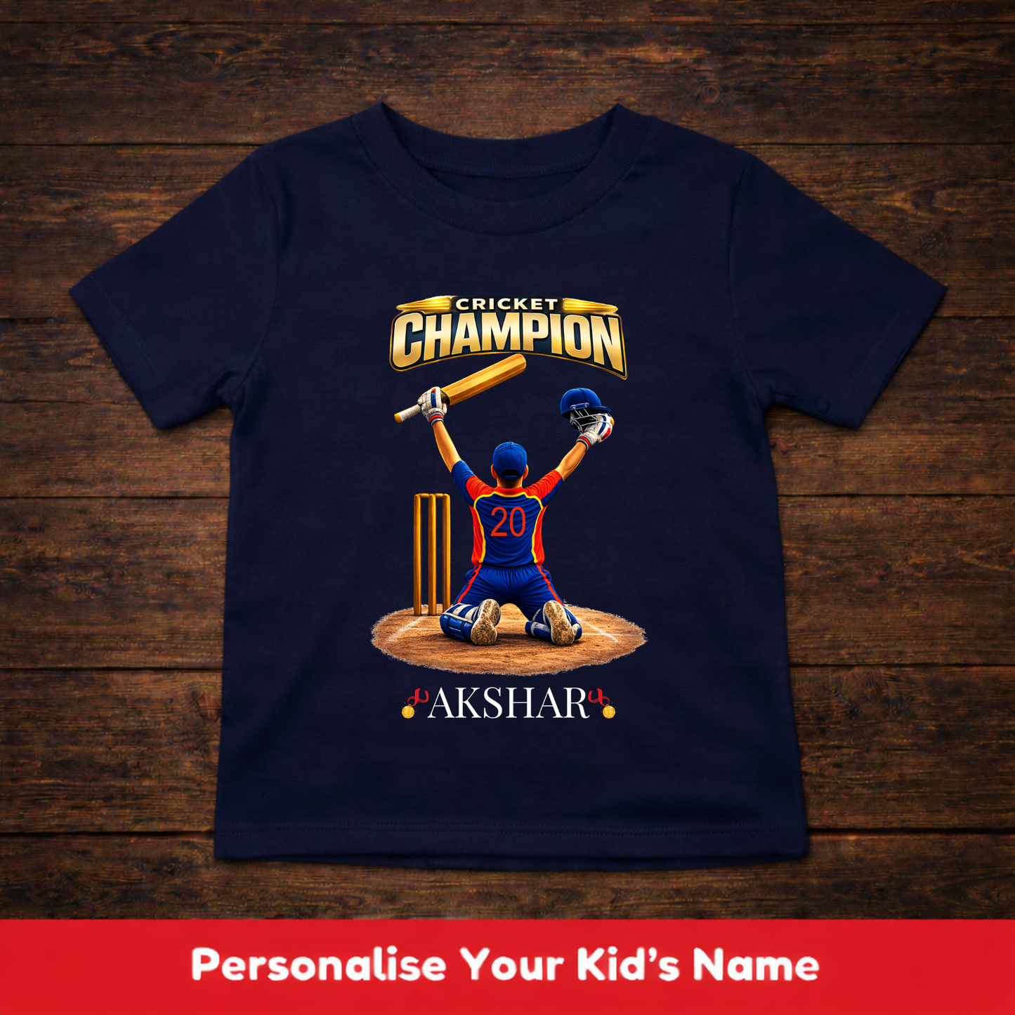 CUSTOMIZED-CRICKET CHAMPION(CRICKET)-KIDS T-SHIRT