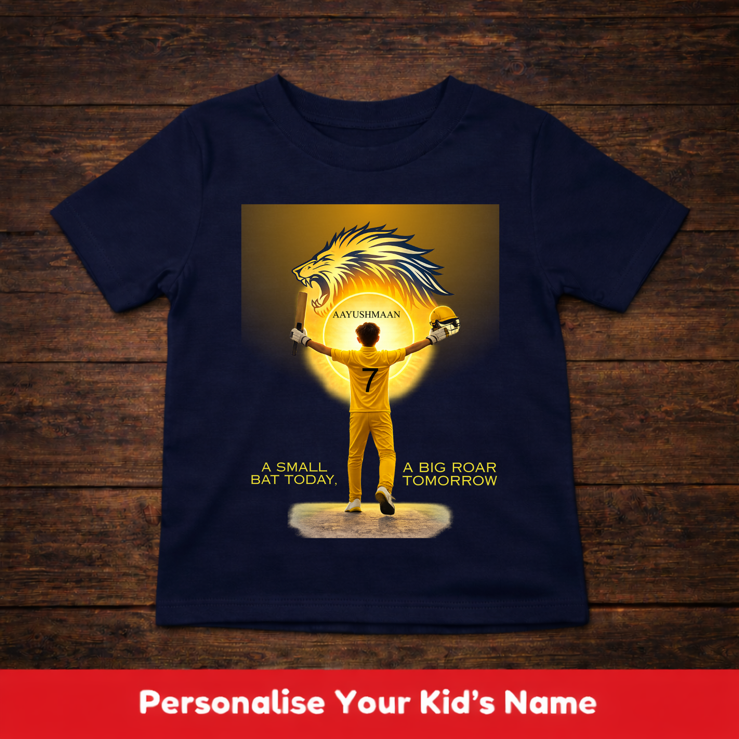 CUSTOMIZED-SMALL BAT, BIG ROAR(CRICKET)-KIDS T-SHIRT