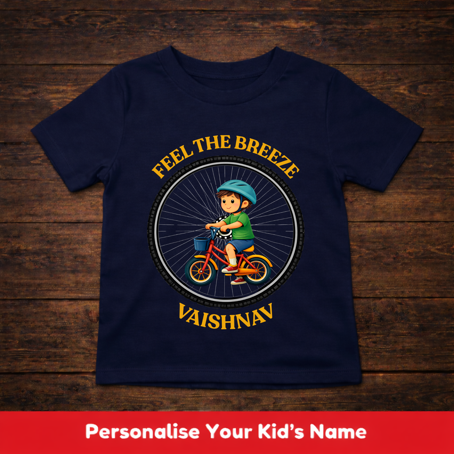 CUSTOMIZED-FEEL THE BREEZE(CYCLING)-BOY KIDS T-SHIRT