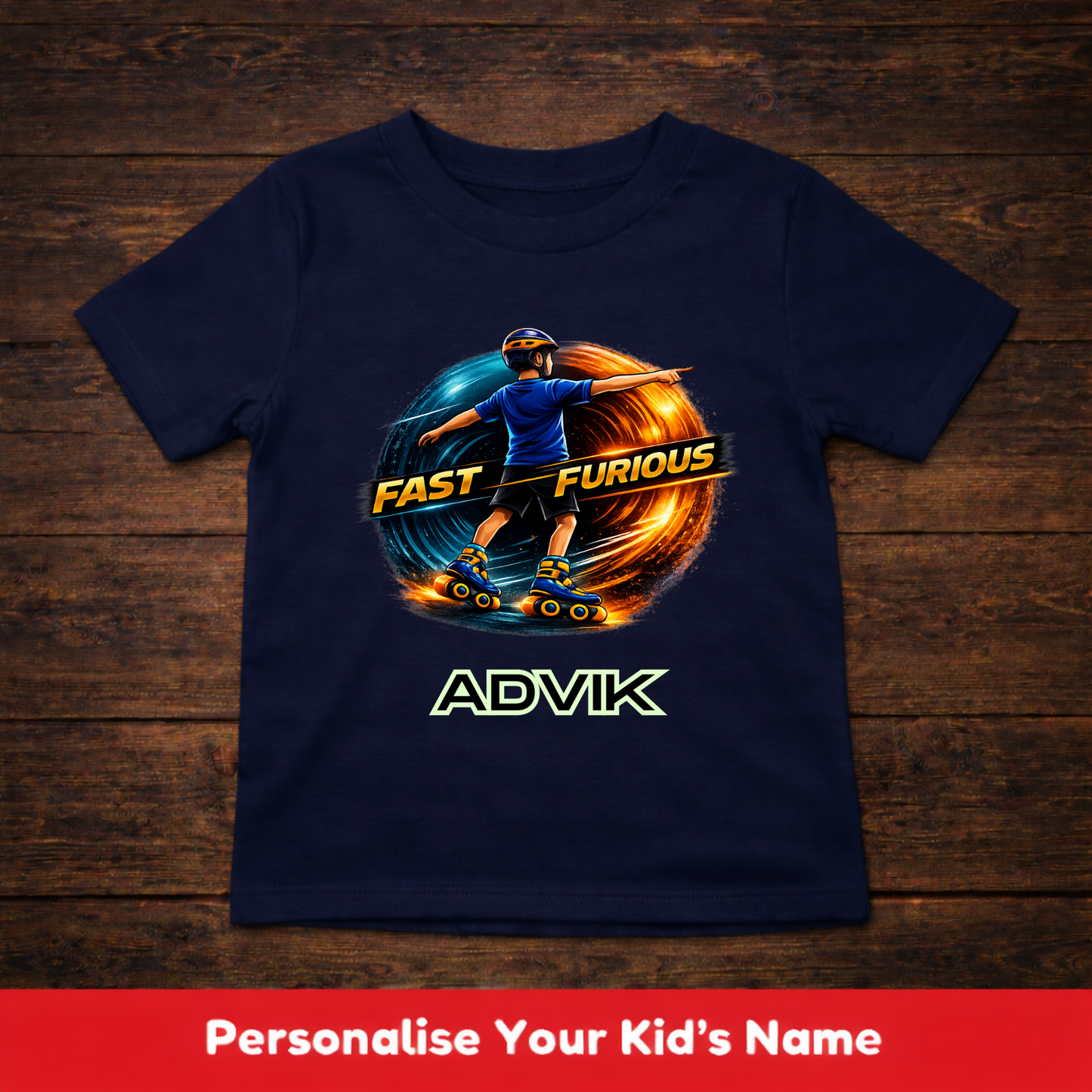CUSTOMIZED-FAST & FURIOUS (SKATES)-BOY KIDS T-SHIRT