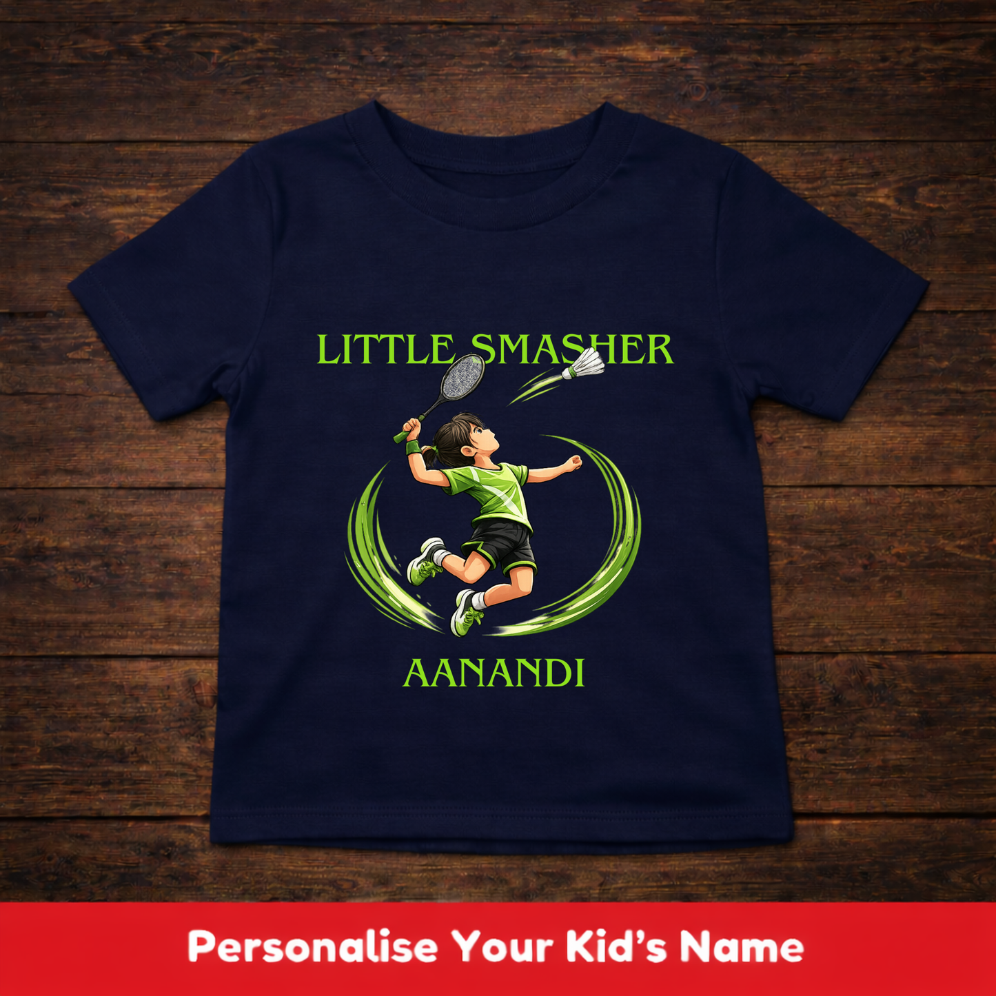 CUSTOMIZED-LITTLE SMASHER (BADMINTON)-GIRL KIDS T-SHIRT