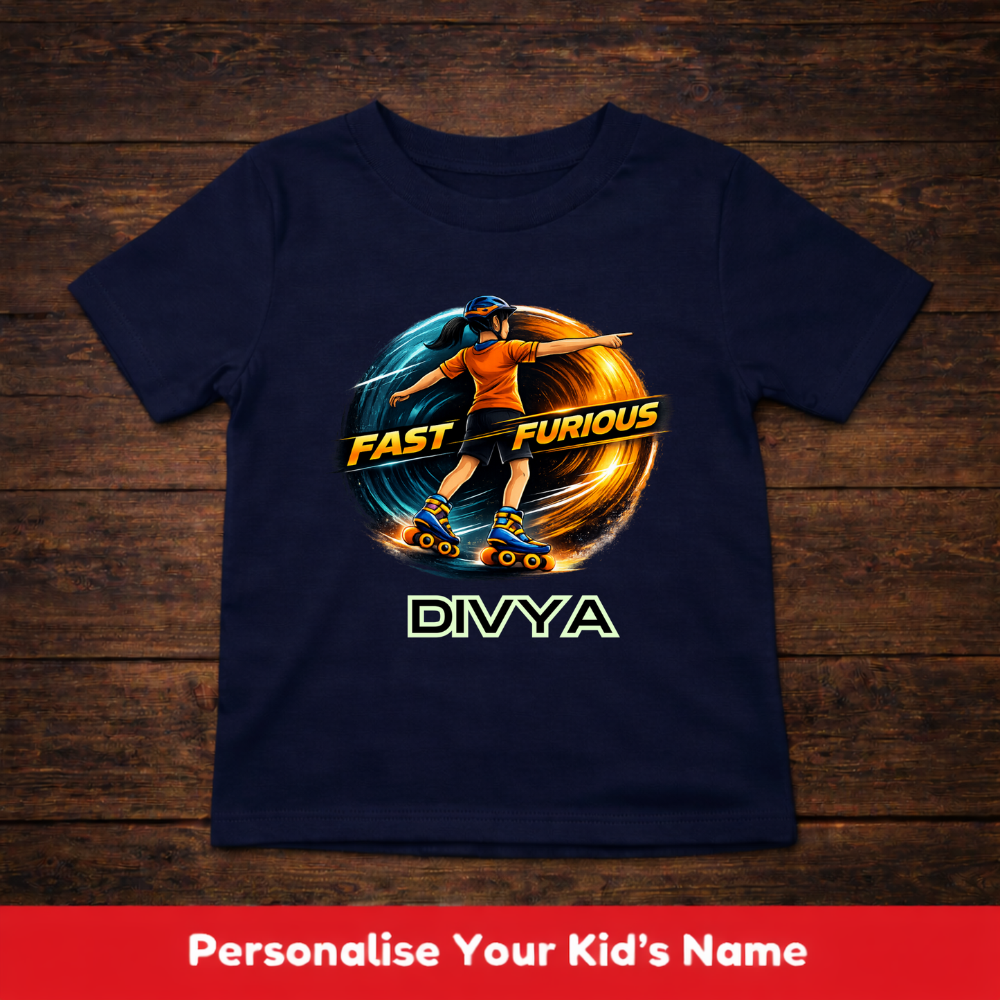 CUSTOMIZED-FAST & FURIOUS (SKATES)-GIRL KIDS T-SHIRT
