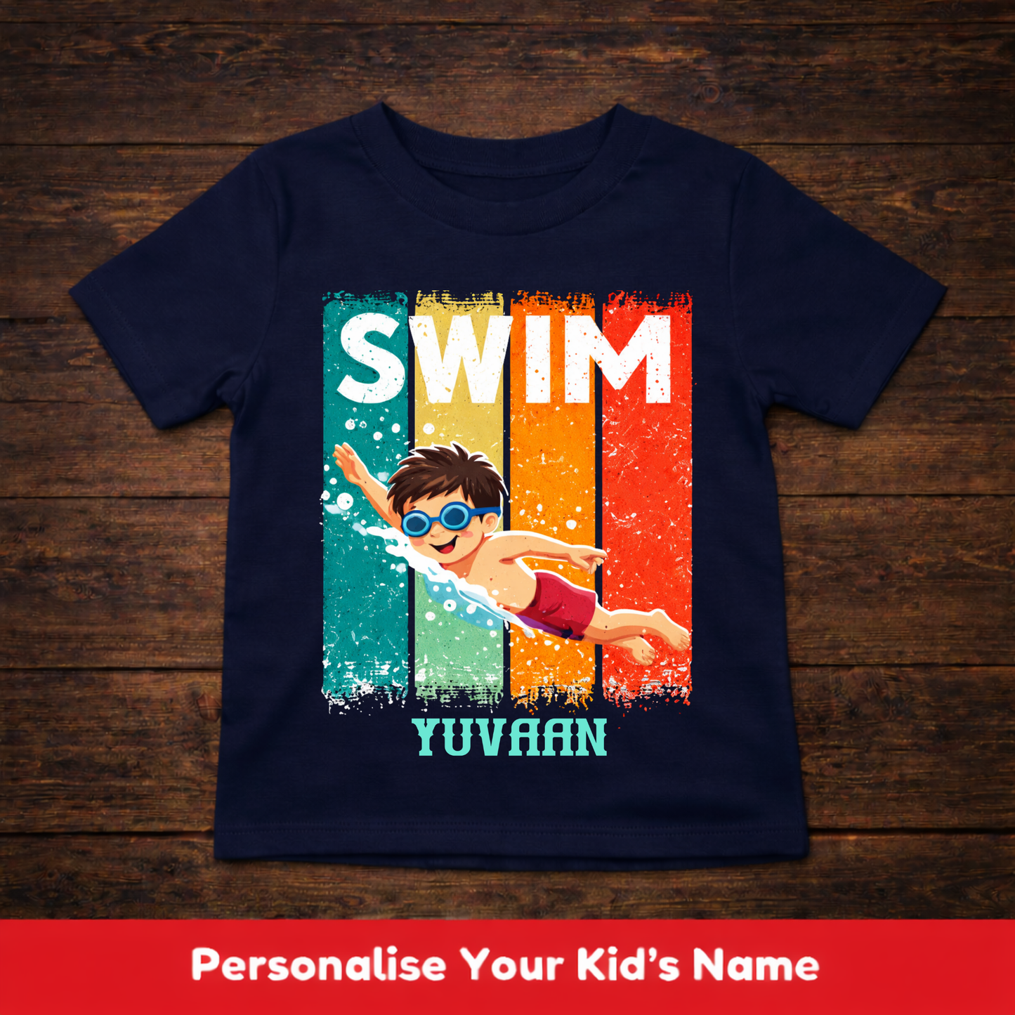 CUSTOMIZED-YOUNG BOY SWIMMING-KIDS T-SHIRT