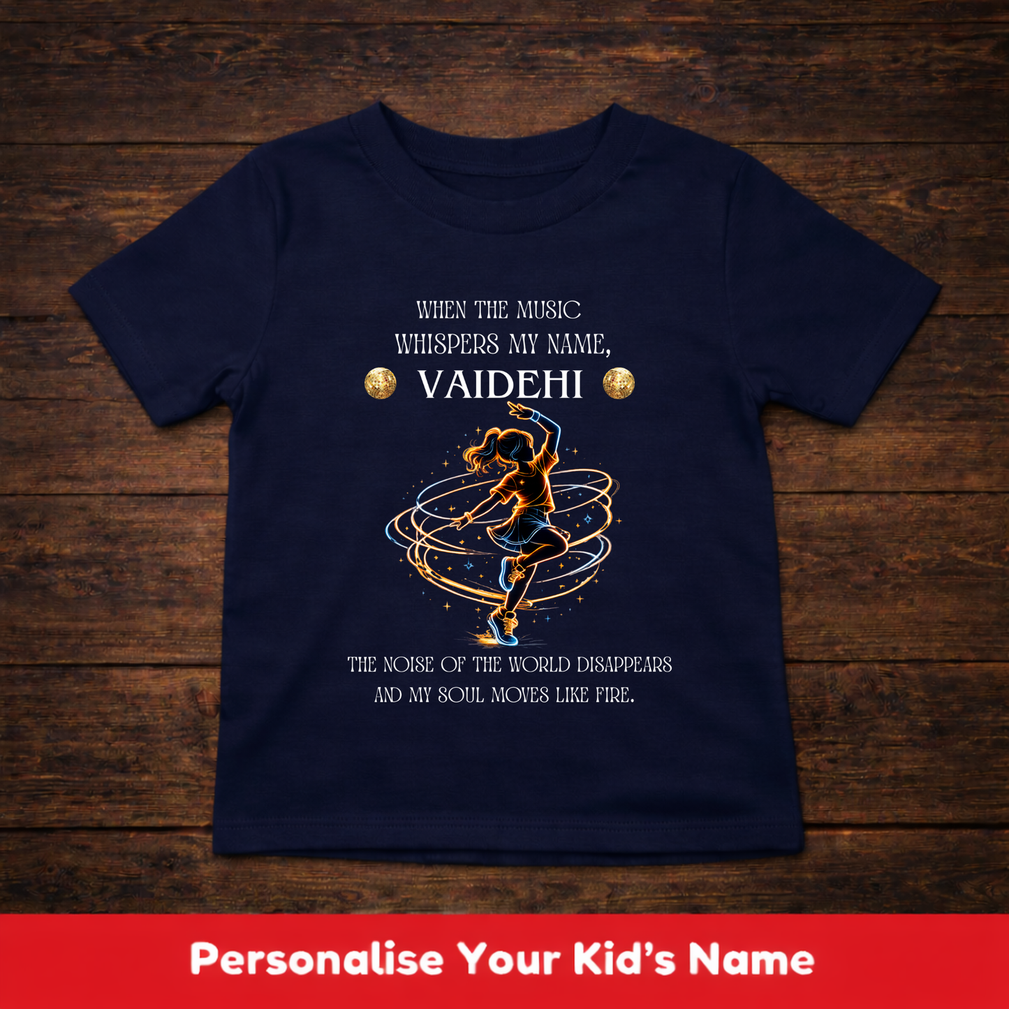CUSTOMIZED-SOUL MOVES LIKE FIRE(DANCE)-GIRL KIDS T-SHIRT