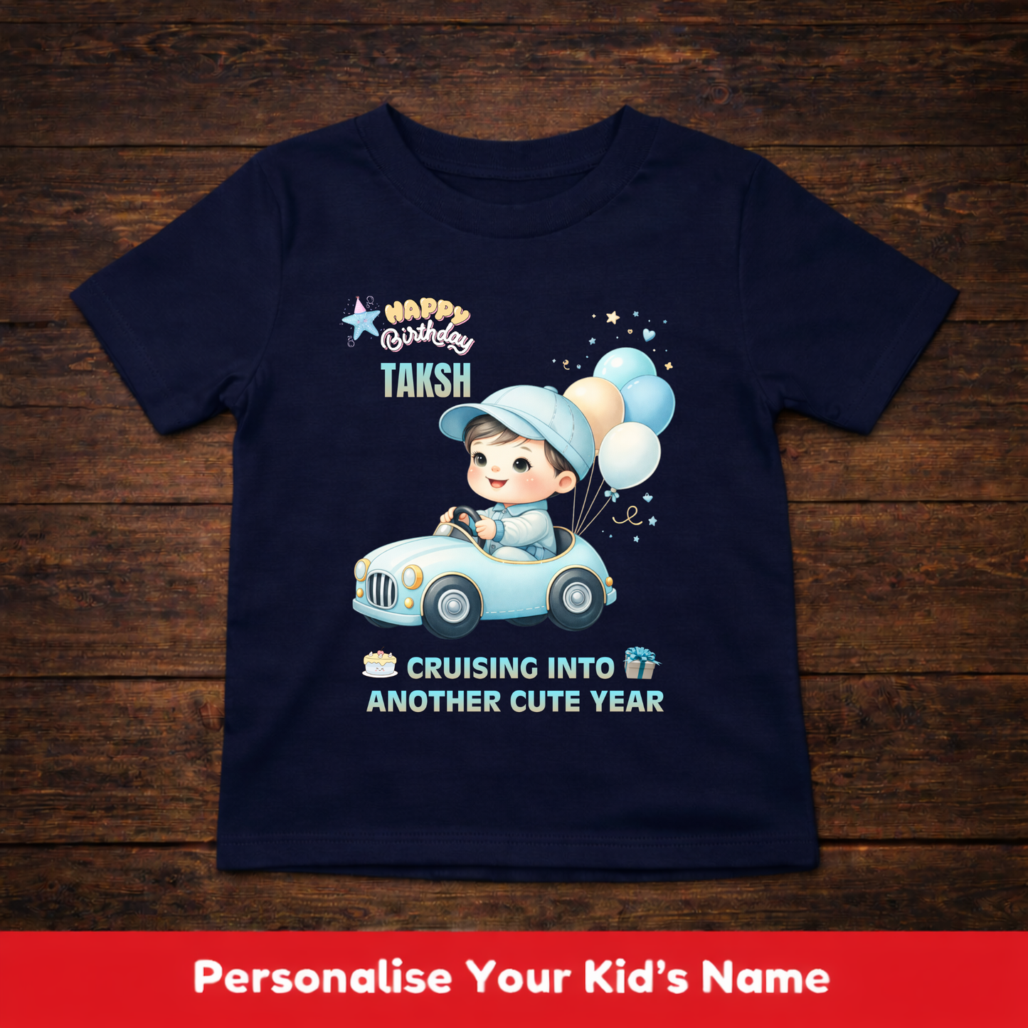 CUSTOMIZATION BOY'S T-SHIRT-CRUISING INTO ANOTHER CUTE YEAR