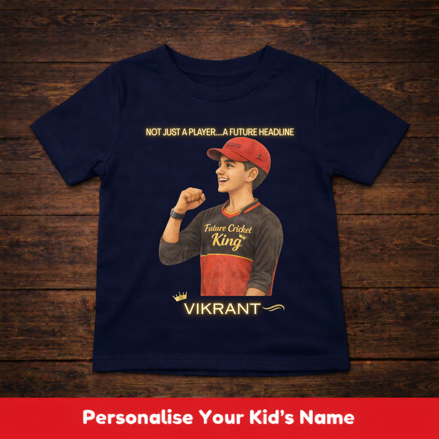 CUSTOMIZED-A FUTURE HEADLINE(CRICKET)-KIDS T-SHIRT