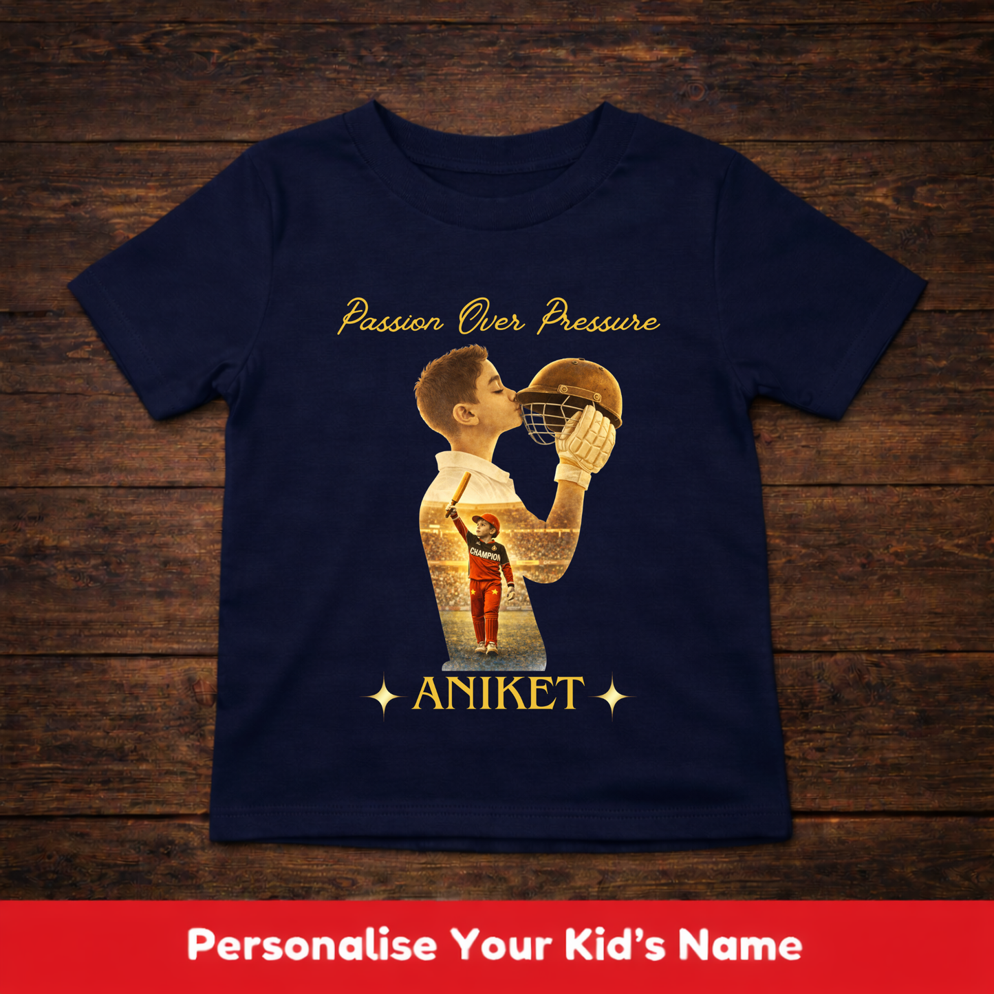 CUSTOMIZED-PASSION OVER PRESSURE(CRICKET)-KIDS T-SHIRT