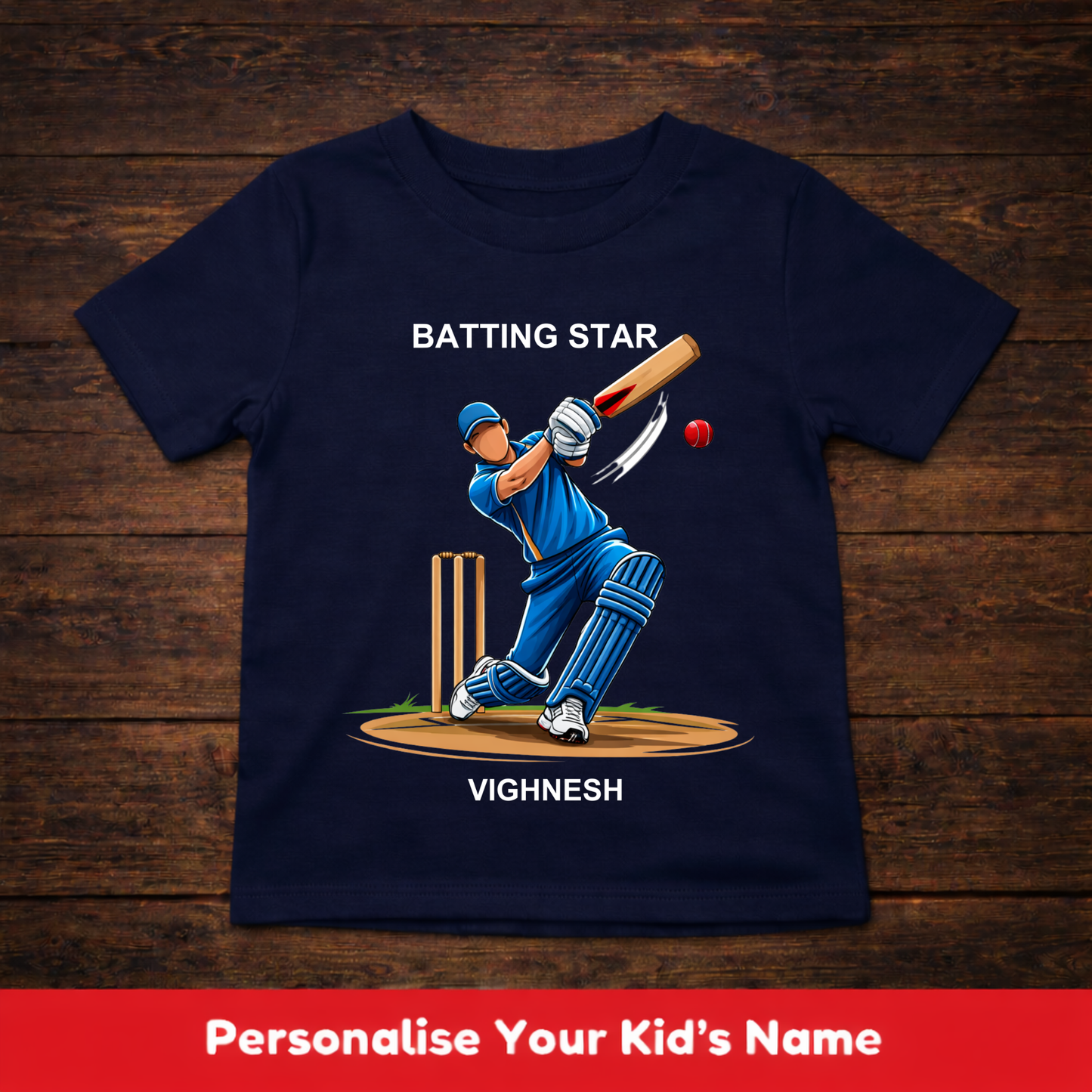 CUSTOMIZED-BATTING STAR(CRICKET)-KIDS T-SHIRT