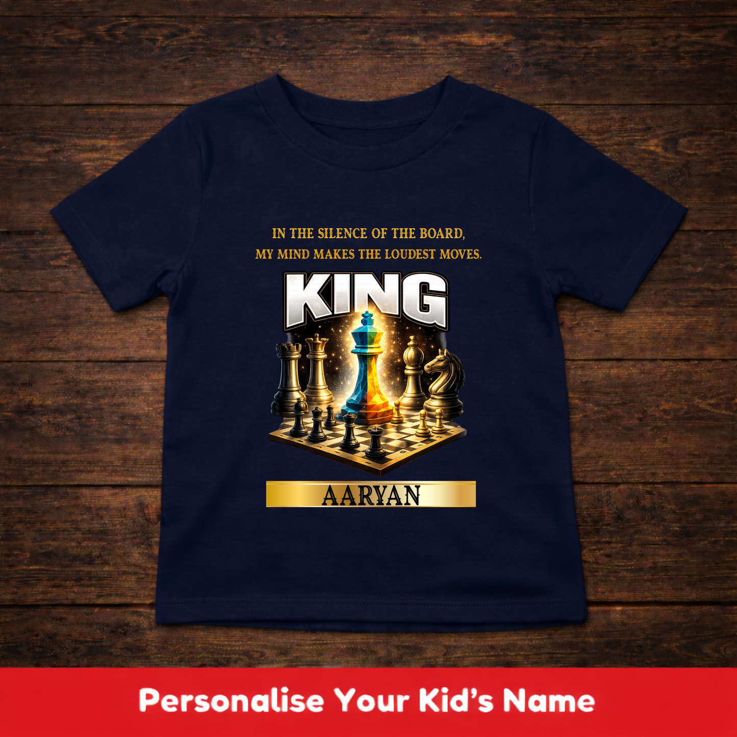 CUSTOMIZED-MIND MAKES THE LOUDEST MOVES(CHESS)-KIDS UNISEX T-SHIRT