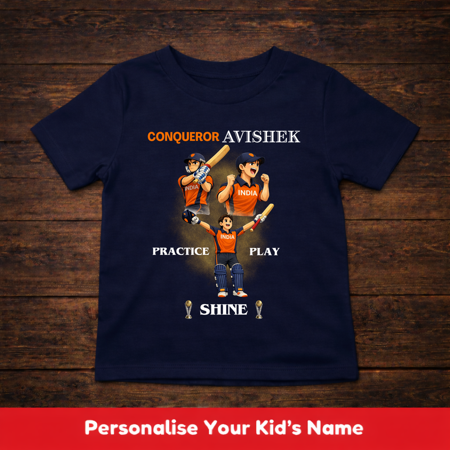 CUSTOMIZED-PRACTICE PLAY SHINE(CRICKET)-KIDS T-SHIRT