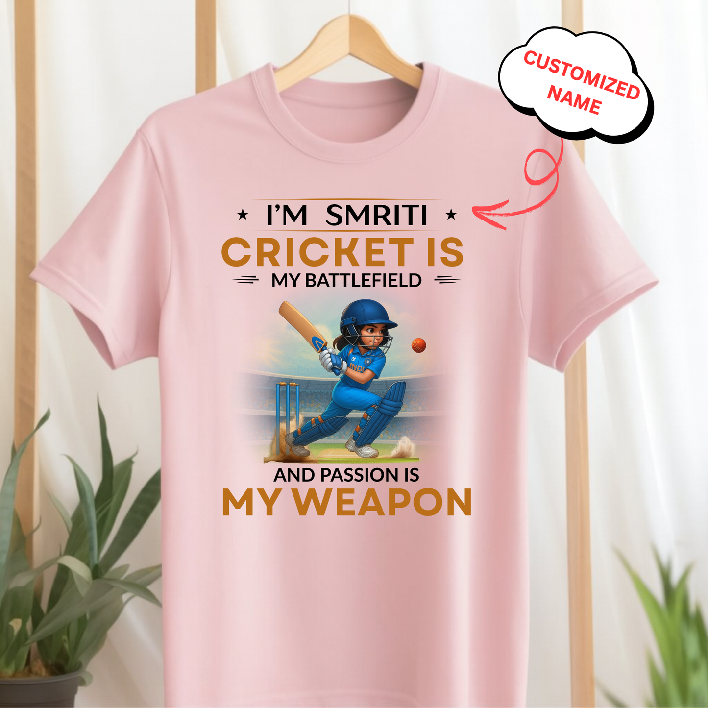 CUSTOMIZATION-CRICKET IS MY BATTLEFIELD (GIRL)CLASSIC T-SHIRT
