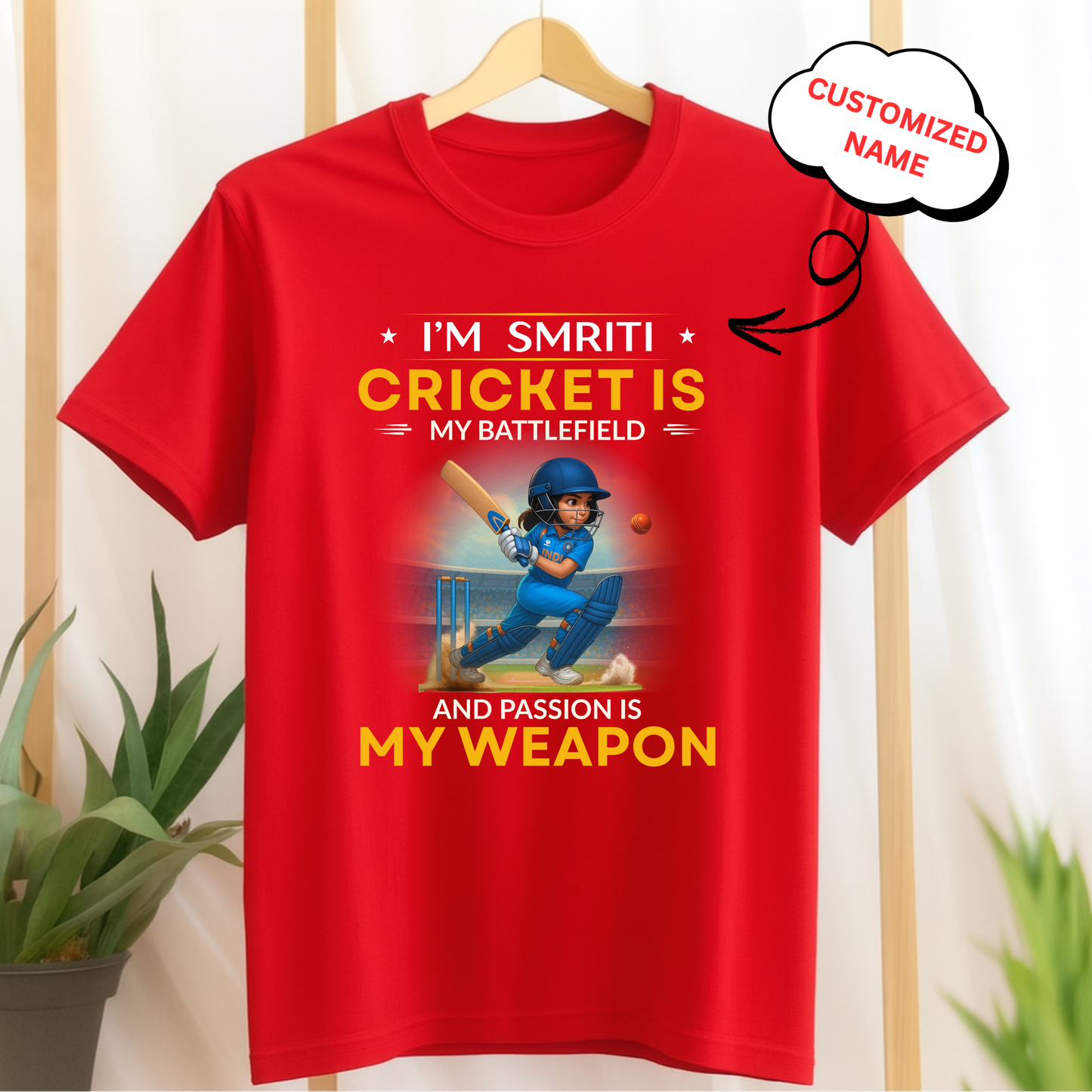 CUSTOMIZATION-CRICKET IS MY BATTLEFIELD (GIRL)CLASSIC T-SHIRT